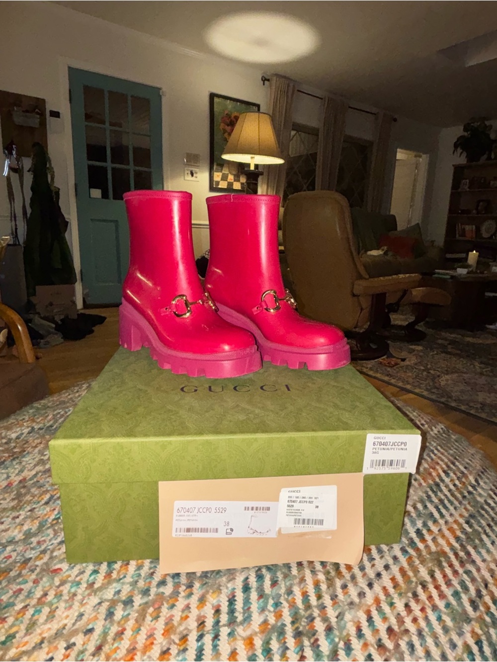 Gucci Bright Pink Glossy Platform Ankle Boots